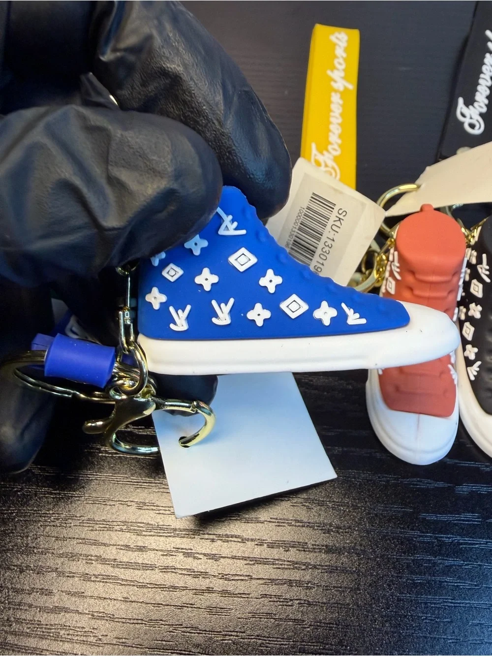6 Pcs Colorful Mini Sneaker Keychain Set with Branded Straps GREAT GIFTS!!